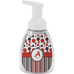 Red & Black Dots & Stripes Foam Soap Bottle (Personalized)