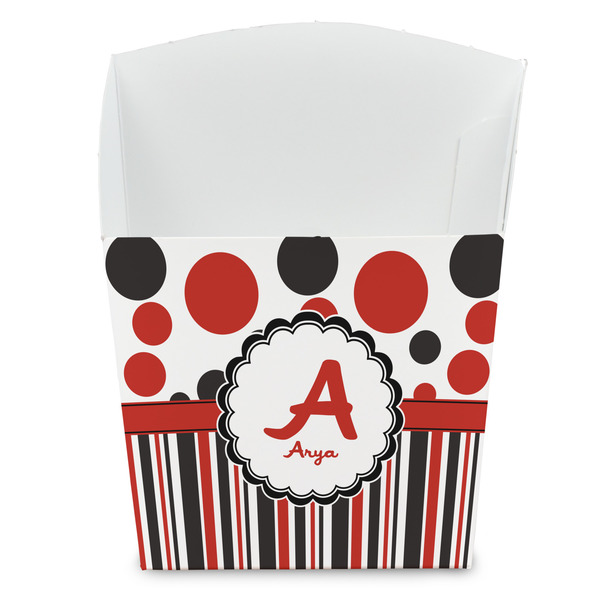 Custom Red & Black Dots & Stripes French Fry Favor Boxes (Personalized)