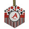 Red & Black Dots & Stripes Frosted Glass Ornament - Hexagon