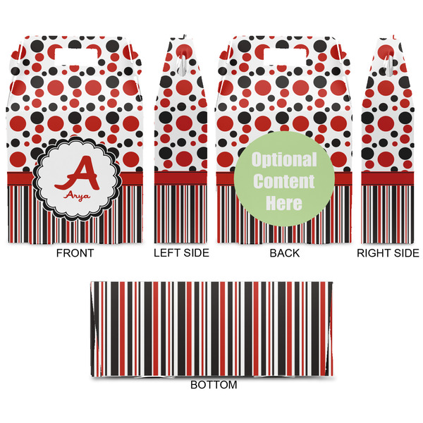 Red & Black Dots & Stripes Gable Favor Box - Approval