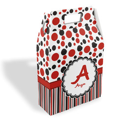 Red & Black Dots & Stripes Gable Favor Box (Personalized)