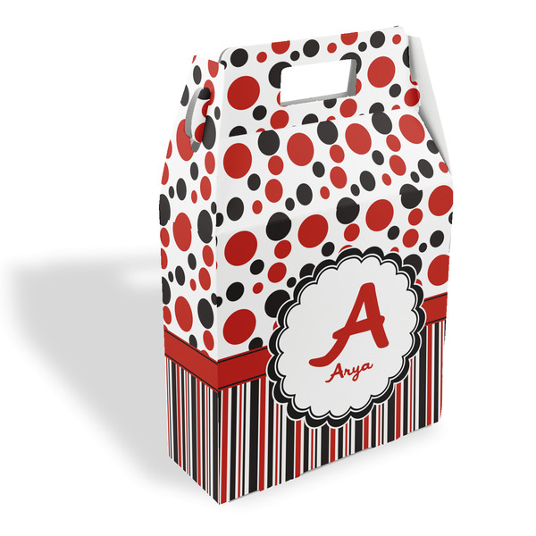 Custom Red & Black Dots & Stripes Gable Favor Box (Personalized)