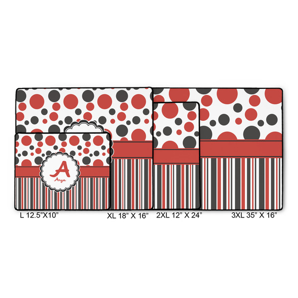 Red & Black Dots & Stripes Gaming Mats - SIZE CHART