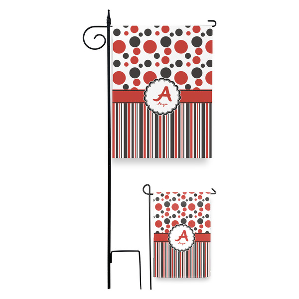 Red & Black Dots & Stripes Garden Flag - PARENT/MAIN
