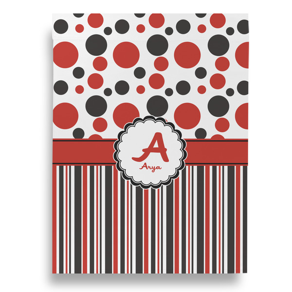 Red & Black Dots & Stripes Garden Flags - Large - Double Sided - BACK