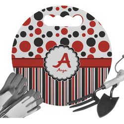 Red & Black Dots & Stripes Gardening Knee Cushion (Personalized)