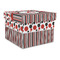 Red & Black Dots & Stripes Gift Box with Lid - Canvas Wrapped - Large (Personalized)