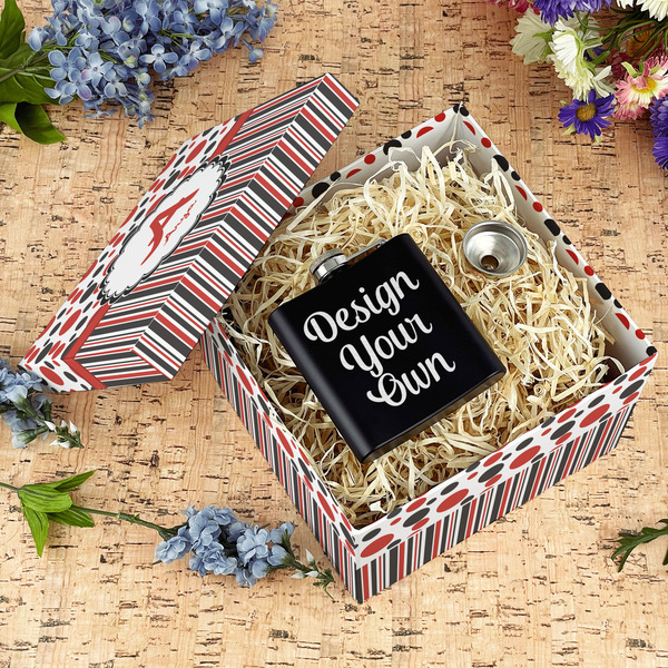 Red & Black Dots & Stripes Gift Boxes with Lid - Canvas Wrapped - Large - In Context