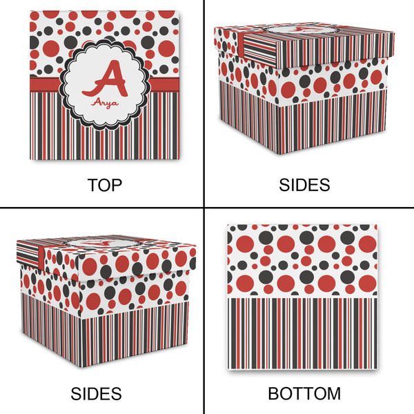 Red & Black Dots & Stripes Gift Boxes with Lid - Canvas Wrapped - Medium - Approval