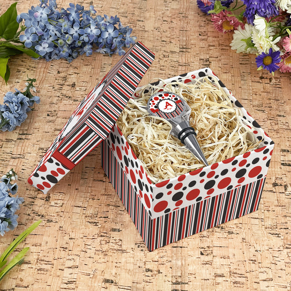 Red & Black Dots & Stripes Gift Boxes with Lid - Canvas Wrapped - Medium - In Context