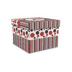 Red & Black Dots & Stripes Gift Box with Lid - Canvas Wrapped - Small (Personalized)