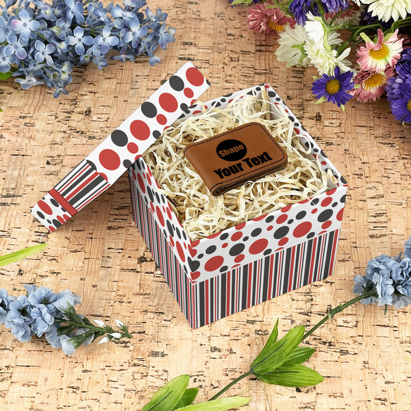 Red & Black Dots & Stripes Gift Boxes with Lid - Canvas Wrapped - Small - In Context