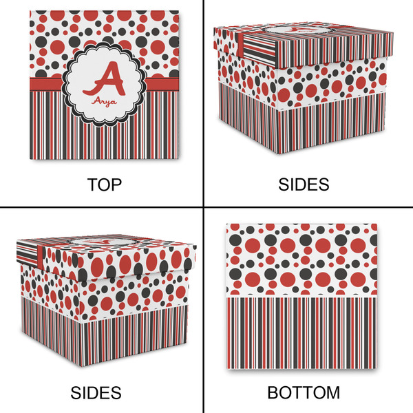 Red & Black Dots & Stripes Gift Boxes with Lid - Canvas Wrapped - X-Large - Approval