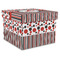Red & Black Dots & Stripes Gift Box with Lid - Canvas Wrapped - X-Large (Personalized)