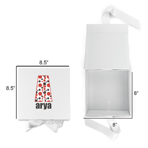 Red & Black Dots & Stripes Gift Boxes with Magnetic Lid - White - Open & Closed