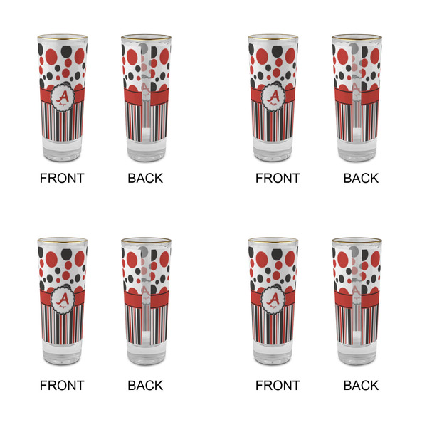 Red & Black Dots & Stripes Glass Shot Glass - 2 oz - Set of 4 - APPROVAL
