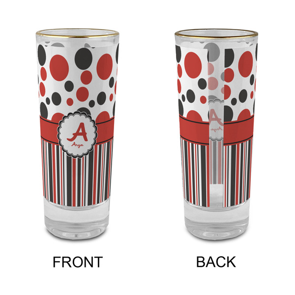 Red & Black Dots & Stripes Glass Shot Glass - 2 oz - Single - APPROVAL