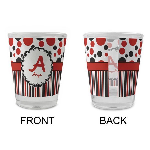 Red & Black Dots & Stripes Glass Shot Glass - Standard - APPROVAL