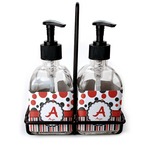 Red & Black Dots & Stripes Glass Soap & Lotion Bottles (Personalized)