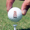 Red & Black Dots & Stripes Golf Ball - Branded - Hand