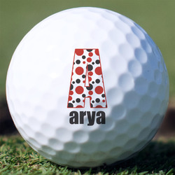 Red & Black Dots & Stripes Golf Balls - Non-Branded - Set of 3 (Personalized)