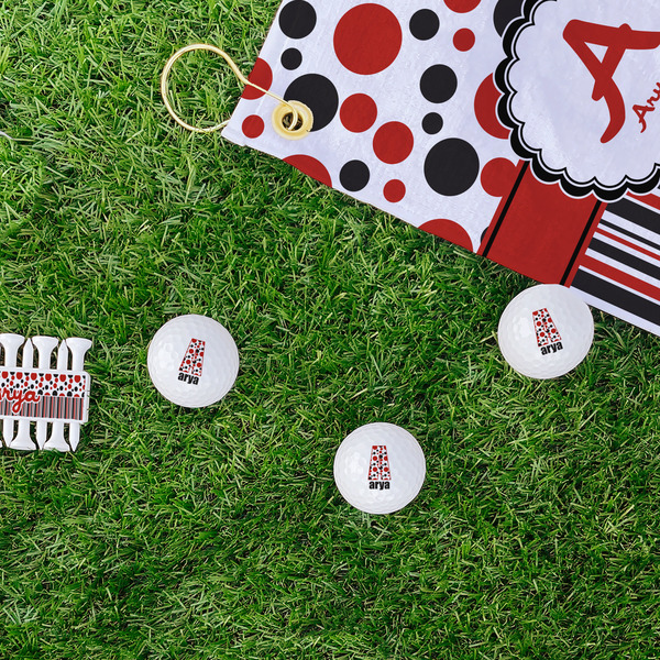 Red & Black Dots & Stripes Golf Balls - Generic - Set of 3 - LIFESTYLE