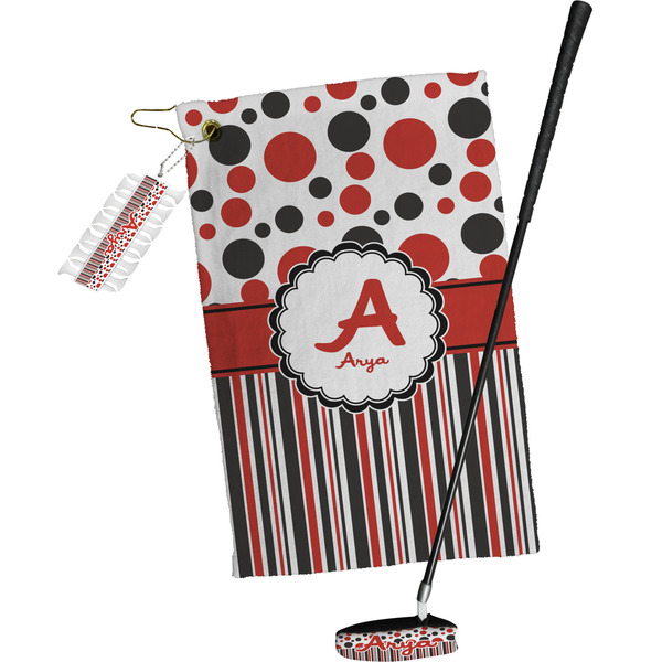 Red & Black Dots & Stripes Golf Gift Kit (Full Print)