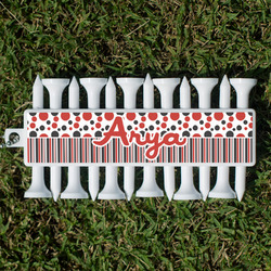 Red & Black Dots & Stripes Golf Tees & Ball Markers Set (Personalized)