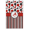 Red & Black Dots & Stripes Golf Towel - Poly-Cotton Blend - Large w/ Name and Initial