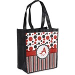 Red & Black Dots & Stripes Grocery Bag (Personalized)