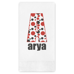 Red & Black Dots & Stripes Guest Napkins - Full Color - Embossed Edge (Personalized)