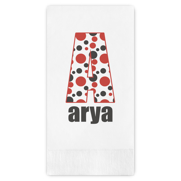 Custom Red & Black Dots & Stripes Guest Towels - Full Color (Personalized)