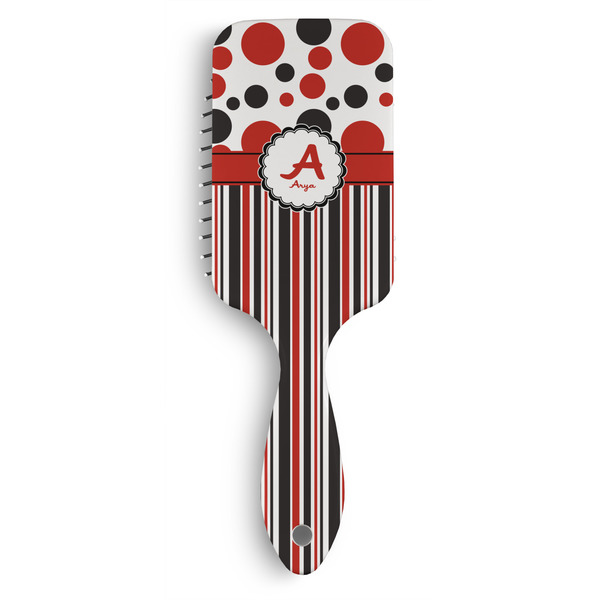 Custom Red & Black Dots & Stripes Hair Brushes (Personalized)