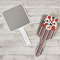 Red & Black Dots & Stripes Hair Brush - In Context