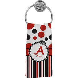 Red & Black Dots & Stripes Hand Towel - Full Print (Personalized)