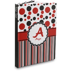 Red & Black Dots & Stripes Hardbound Journal (Personalized)