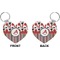 Red & Black Dots & Stripes Heart Keychain (Front + Back)