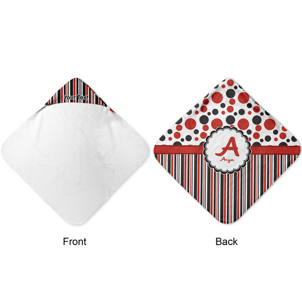 Red & Black Dots & Stripes Hooded Baby Towel- Approval