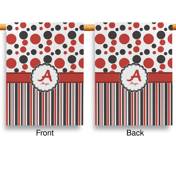 Red & Black Dots & Stripes House Flags - Double Sided - APPROVAL