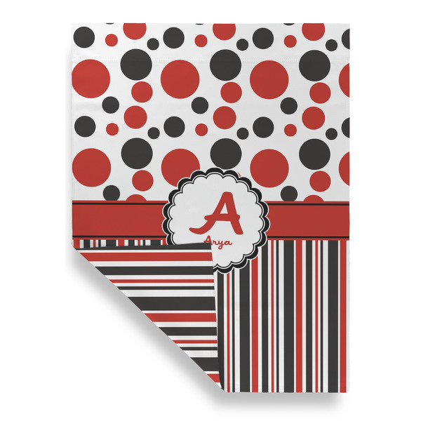 Red & Black Dots & Stripes House Flags - Double Sided - FRONT FOLDED