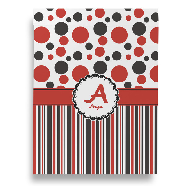 Red & Black Dots & Stripes House Flags - Double Sided - FRONT