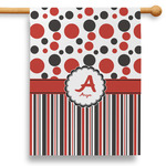 Red & Black Dots & Stripes 28" House Flag - Single Sided (Personalized)