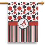Red & Black Dots & Stripes 28" House Flag (Personalized)