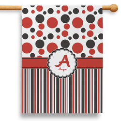 Red & Black Dots & Stripes 28" House Flag (Personalized)