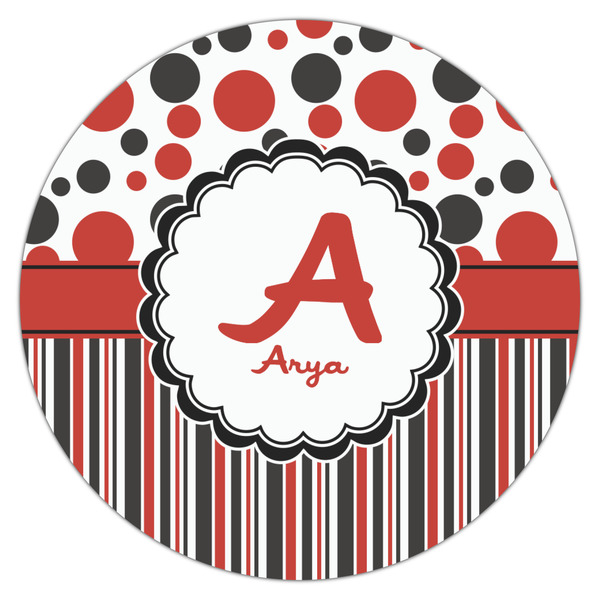Red & Black Dots & Stripes Icing Circle - Large - Single