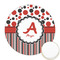 Red & Black Dots & Stripes Printed Cookie Topper - 2.5" (Personalized)