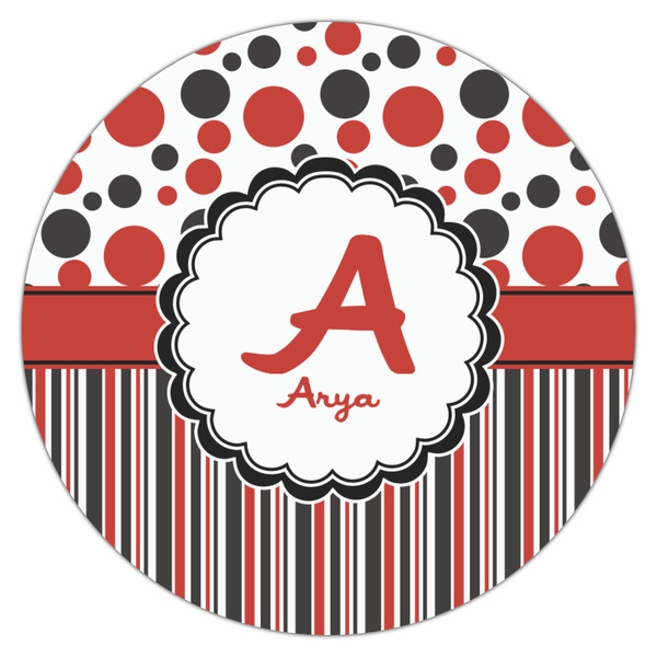 Red & Black Dots & Stripes Icing Circle - Medium - Single