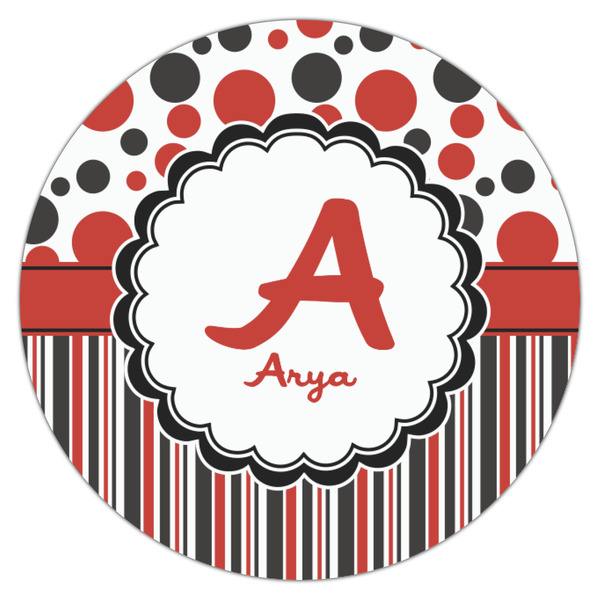 Red & Black Dots & Stripes Icing Circle - Small - Single