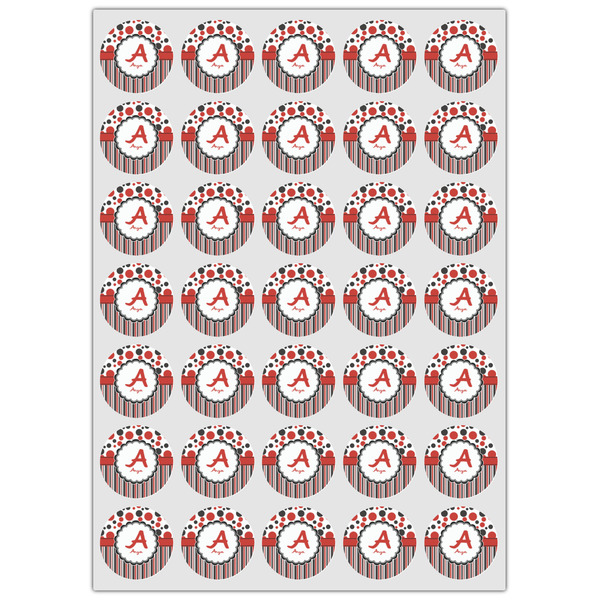 Red & Black Dots & Stripes Icing Circle - XSmall - Set of 35