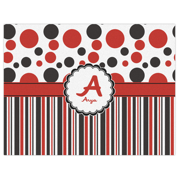 Red & Black Dots & Stripes Indoor / Outdoor Rug - 6'x8' - Front Flat